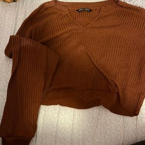 Burnt orange/brown SHEIN cropped longsleeve
